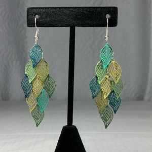 3/$10 Green Multi Leaf Drop Earrings